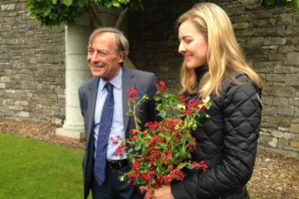 Peter Acton with his daughter Gemma Acton accepting Escallonia 'C. F. Ball'